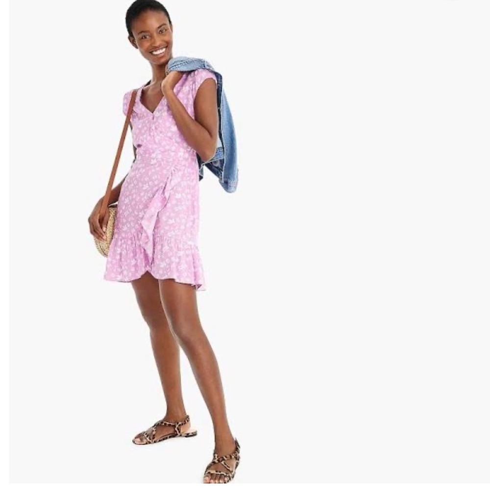 J.Crew Ruffle front mini dress  floral pink size 6